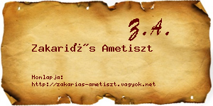 Zakariás Ametiszt névjegykártya